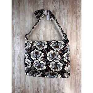Vera Bradley Essential Crossbody Bag XL Black White Floral Aloha Blooms‎ NWT
